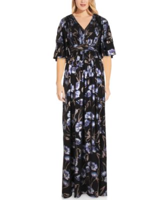 Adrianna Papell Metallic-Floral Gown ...